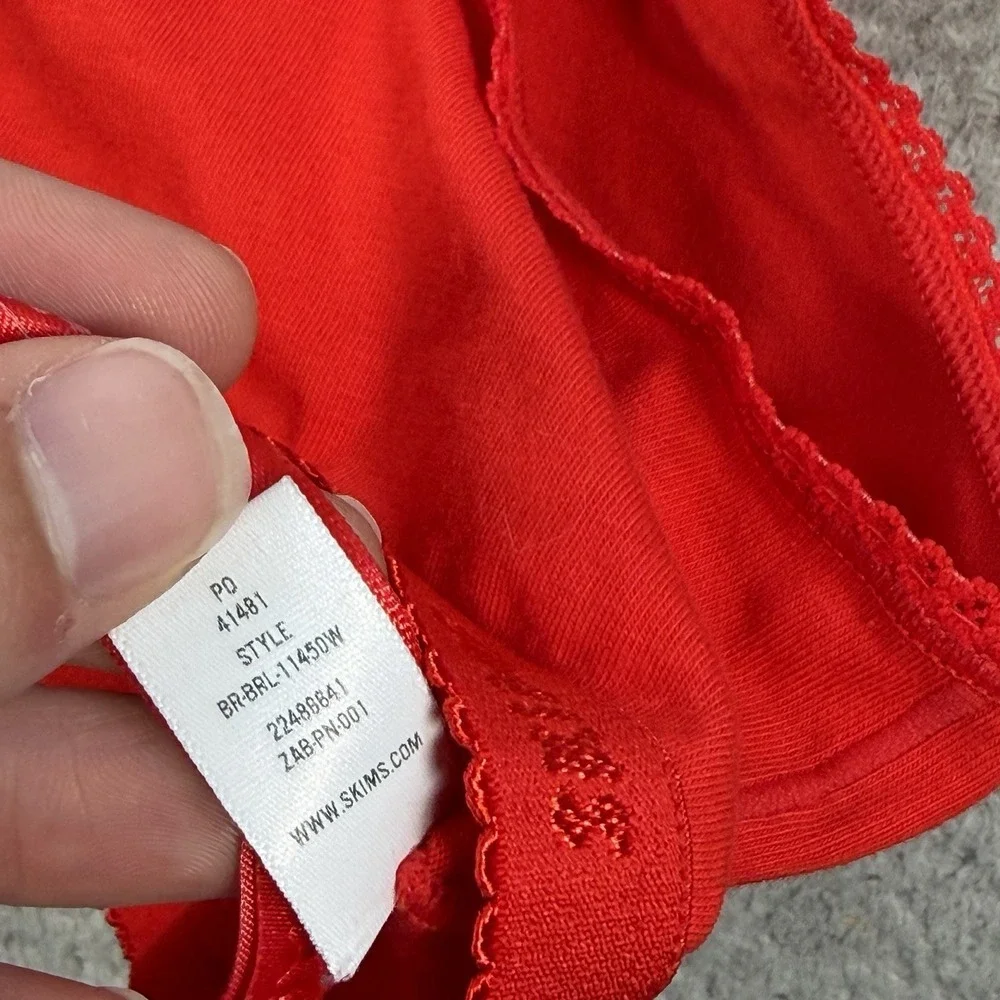 SKIMS Bralette Womens 2X Red Cotton Jersey Scoop Bra Wireless Logo Adjustable - Picture 6 of 8